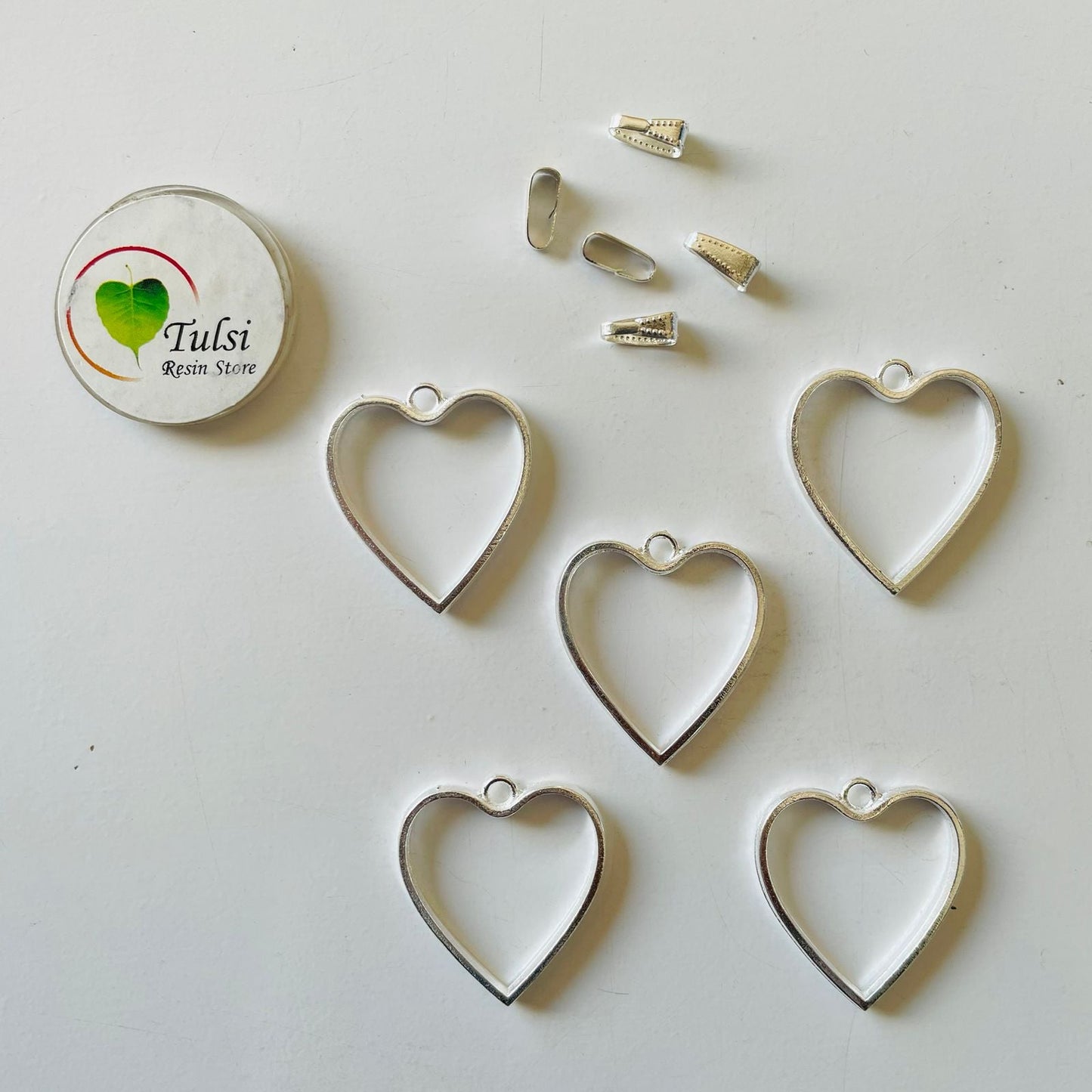 Heart Bazels With Clasp (5 Pc)